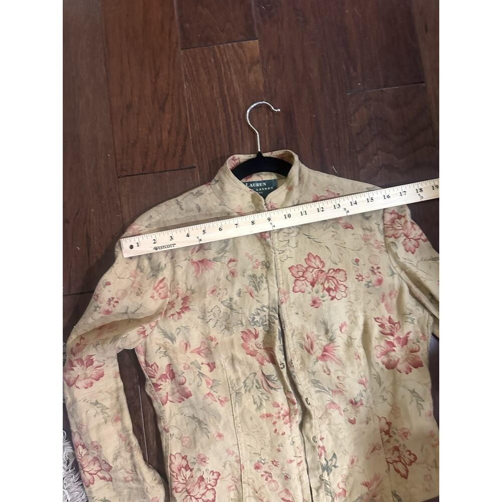 Ralph Lauren Chinese Rose Linen Jacket Vintage Med Green Label - Picture 8 of 10
